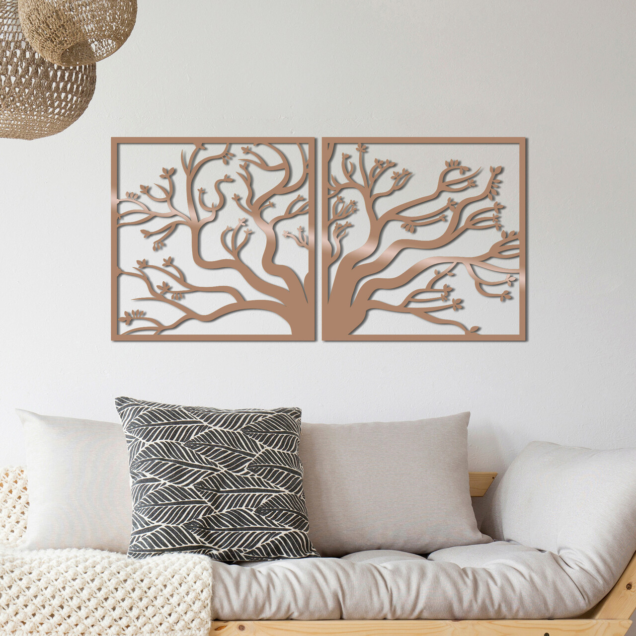 Decoratiune de perete, Tree2, 100 x 50 cm, Cupru - imagine 4